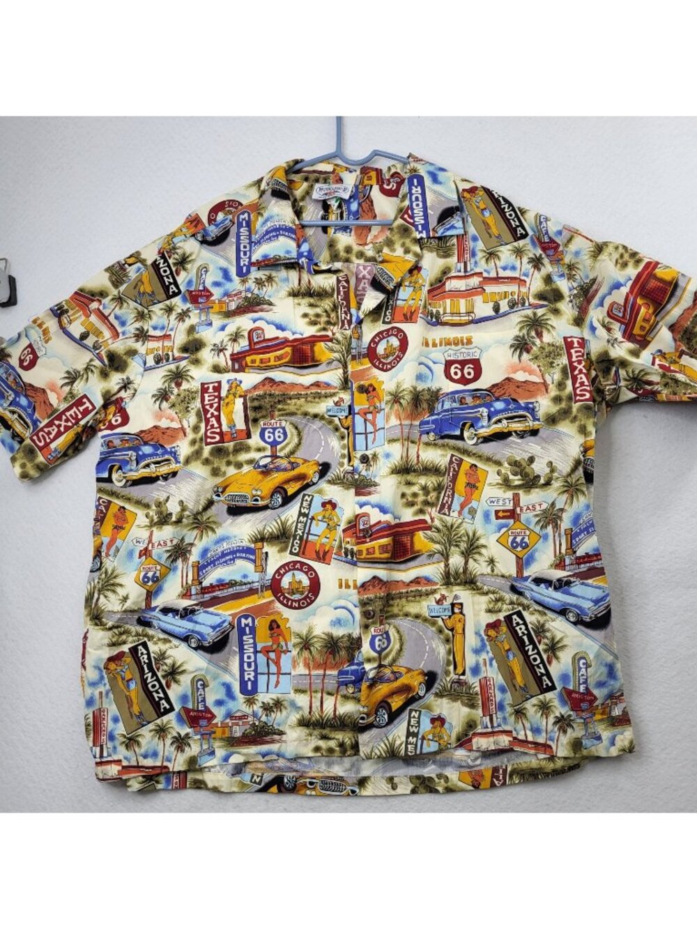 VTG USA Made Route 66 Hawaiian Shirt 4XL Camp Arizona Anniversary Pacific Legend